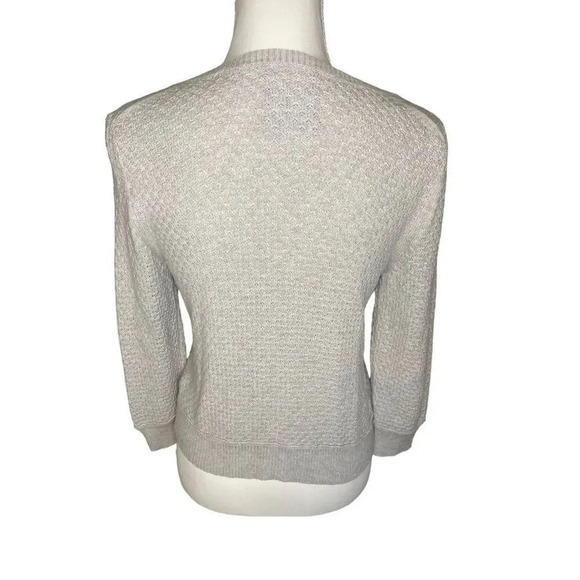 American Eagle Women’s Medium Gray Rhinestone Crochet Crop Cardigan Bejeweled Ho - Picture 3 of 6